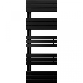 CERANO - Kúpeľňový radiátorový set Theo - ústredné vykurovanie - asymetrické pripojenie 50 mm - 812W - čierna matná - 1600x500 mm