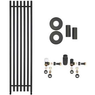 CERANO - Kúpeľňový radiátorový set Valerio - ústredné vykurovanie - bočné pripojenie - 872W - čierna matná - 1560x390 mm