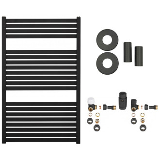 CERANO - Kúpeľňový radiátorový set Vincenzo - ústredné vykurovanie - bočné pripojenie - 400W - čierna matná - 970x600 mm