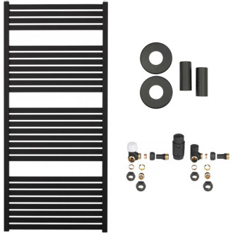 CERANO - Kúpeľňový radiátorový set Vincenzo - ústredné vykurovanie - bočné pripojenie - 600W - čierna matná - 1330x600 mm