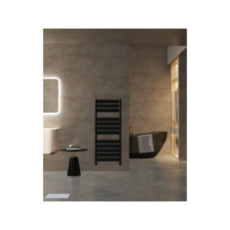CERANO - Kúpeľňový radiátorový set Arturo - kombinované vykurovanie, wifi tyč - bočné jednobodové pripojenie - 644W - čierna matná - 1200x500 mm