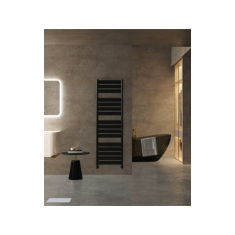CERANO - Kúpeľňový radiátorový set Arturo - kombinované vykurovanie, wifi tyč - bočné jednobodové pripojenie - 859W - čierna matná - 1600x500 mm