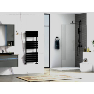 CERANO - Kúpeľňový radiátorový set Claude - kombinované vykurovanie, wifi tyč - bočné jednobodové pripojenie - 650W - čierna matná - 1200x500 mm