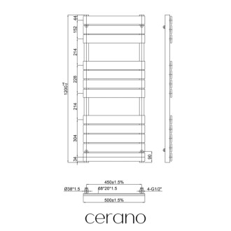 CERANO - Kúpeľňový radiátorový set Claude - kombinované vykurovanie, wifi tyč - bočné jednobodové pripojenie - 650W - čierna matná - 1200x500 mm