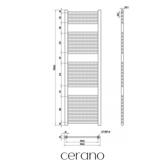 CERANO - Kúpeľňový radiátorový set Donovan - ústredné vykurovanie - bočné jednobodové pripojenie - 477W - čierna matná - 1600x500 mm