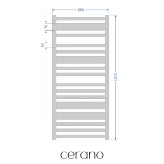 CERANO - Kúpeľňový radiátorový set Enrico - kombinované vykurovanie, termo tyč - bočné jednobodové pripojenie - 559W - čierna matná - 1210x550 mm