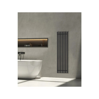 CERANO - Kúpeľňový radiátorový set Francesco - kombinované vykurovanie, termo tyč - bočné jednobodové pripojenie - 872W - čierna matná - 1500x390 mm