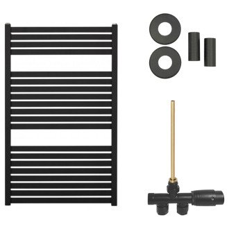 CERANO - Kúpeľňový radiátorový set Vincenzo - ústredné vykurovanie - bočné jednobodové pripojenie - 400W - čierna matná - 970x600 mm