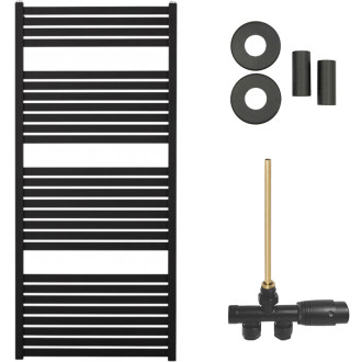 CERANO - Kúpeľňový radiátorový set Vincenzo - ústredné vykurovanie - bočné jednobodové pripojenie - 600W - čierna matná - 1330x600 mm