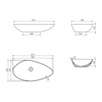 OVALI keramické umývadlo 61x34cm, biela