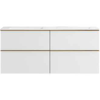 CERANO - Kúpeľňová skrinka pod umývadlo s úchytkou Velora + keramické umývadlo Todo - biela matná, zlatá úchytka - 119x49,8x45,2 cm
