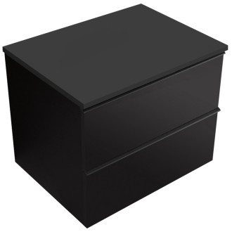 CERANO - Kúpeľňová skrinka Velora - čierna matná, úchytka čierna + doska pod umývadlo Navira Slim - 18 mm - 60x54, 8x46, 5 cm