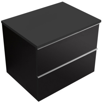 CERANO - Kúpeľňová skrinka Velora - čierna matná, úchytka chróm + doska pod umývadlo Navira Slim - 18 mm - 60x54, 8x46, 5 cm