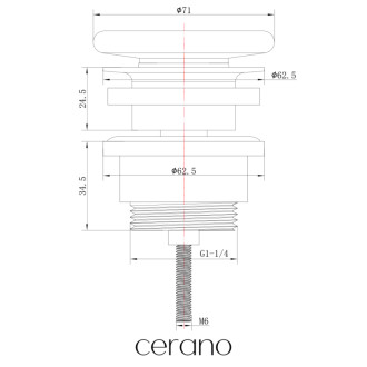 CERANO - Sifón umývadlový - 5/4" - mosadz - DN32 mm - s výpustom click-clack - bez prepadu - keramická zátka - biela lesklá