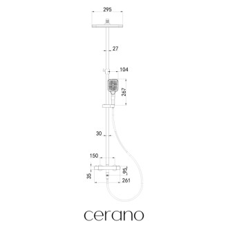 CERANO - Nástenný sprchový stĺp Velar- termostatická vaňová otočná batéria - chróm