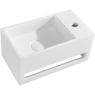 CERANO - Umývadlo z liateho mramoru Filo, závesné pravé - biela matná - 35,5x20 cm