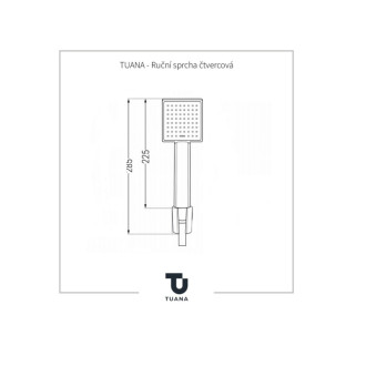 TUANA - Ručná sprcha štvorcová - 1 funkcia - chróm