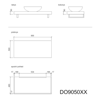 NATUREL DOLCE doska pod umývadlo 90x50x8 dub wellington DO9050DW