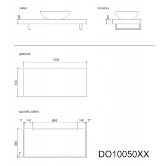 NATUREL DOLCE doska pod umývadlo 100x50x8 dub wellington DO10050DW