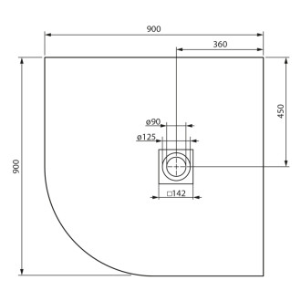 MITIA sprchová vanička z liateho mramoru, štvrťkruh 90x90cm, biela PMBR90