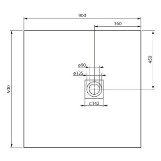 MITIA sprchová vanička z liateho mramoru, štvorec 90x90cm, čierna PMC9090