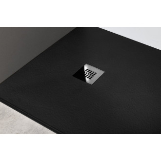 MITIA sprchová vanička z liateho mramoru, štvorec 90x90cm, čierna PMC9090