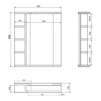 KORIN STRIP zrkadlo s LED osvetlením a policami 50x70x12cm KO355S