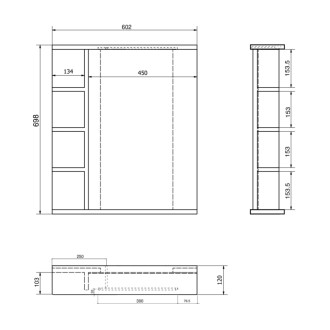 KORIN STRIP zrkadlo s LED osvetlením a policami 60x70x12cm KO370S