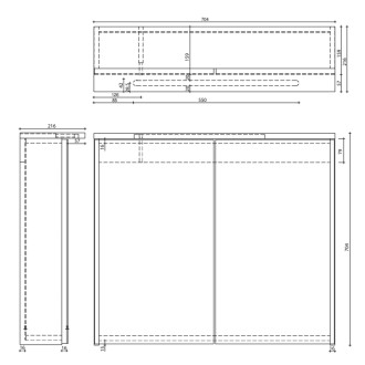 KAWA STRIP galerka s LED osvetlením 70x70x22cm, biela WGL70S