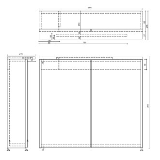 KAWA STRIP galerka s LED osvetlením 90x70x22cm, biela WGL90S