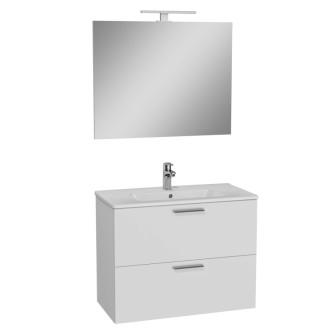 MIA umývadlo, skrinka + zrkadlo s osvetlením 80 cm biela MIASET80B