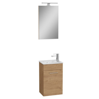 MIA umývadlo, skrinka + zrkadlo s osvetlením 40 cm golden oak MIASET40D
