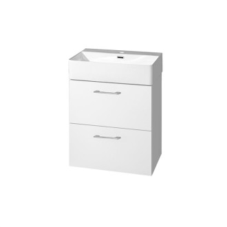 Leny skrinka s keramickým umývadlom, 500x675x420 mm, spodná, biela lesklá, 2 zásuvky CN810N
