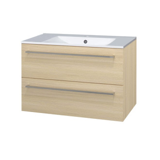 Bino, skrinka s keram. umývadlom, 810x548x460mm, spodný, dub Sand Barbera, 2 zásuvky CN631
