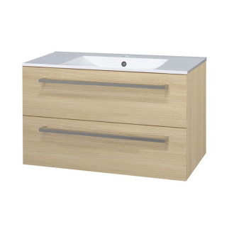 Bino skrinka s keram. umývadlom, 1010x548x460mm, spodný, dub Sand Barbera, 2 zásuvky CN632