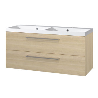 Bino skrinka, umývadlo z lit. mram, 1210x578x460 mm, spodná, dub Sand Barbera, 2zásuvky CN633M