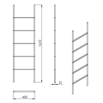 KENTA sušiak uterákov na opretie 450x1610x21mm, čierna/bambus 303141 57920