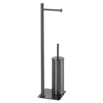 TRILLY stojan s držiakom na toaletný papier a WC štetkou, hranatý, gun metal TR3281 58184