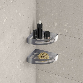 SMART rohová polica do sprchy, 210x45x210mm, gun metal 247981 58186