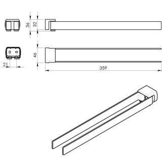 PIRENEI dvojitý držiak uterákov otočný 350mm, gun metal PI2381 58194
