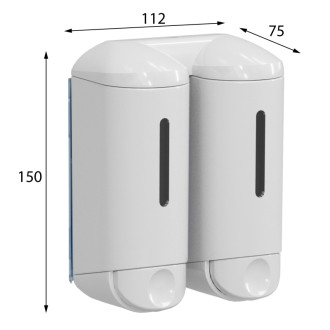SHOWER SMALL dvojitý dávkovač tekutého mydla, 2x170ml, biela A94601 58282