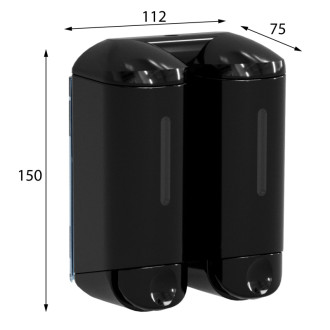 SHOWER SMALL dvojitý dávkovač tekutého mydla, 2x170ml, čierna A94603 58283