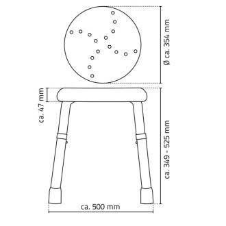 HANDICAP kúpeľňová stolička, priemer 45cm, čierna A170110 58958