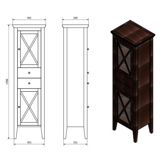 CROSS skrinka vysoká 49x170x39cm, ľavá, buk CR314 58720