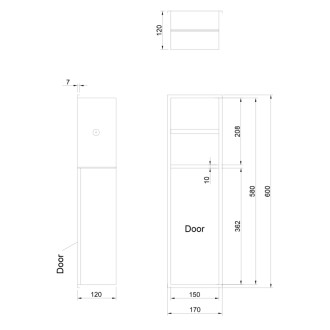 INSERTA držiak toaletného papiera do obkladu, 600x170mm, nerez, gun metal 1301-60B 56532