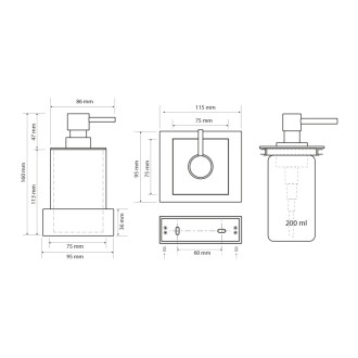 X-STEEL dávkovač mydla na postavenie 200ml, čierna XS104B 59329