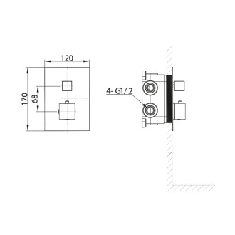 LATUS podomietková sprchová termostatická batéria, box, 2 výstupy, čierna mat 1102-32B 57941