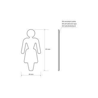 Ceduľa WC dámy, 80x35x2mm, nerez mat 59326