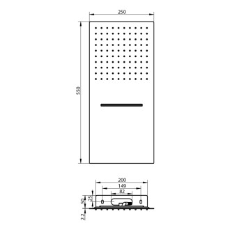 SLIM nástenná hlavová sprcha s kaskádou, 250x550mm, nerez lesk MS747 59375