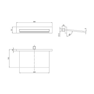 Nástenná výtoková hubica plochá, 300x52mm, chróm AVI005 59086